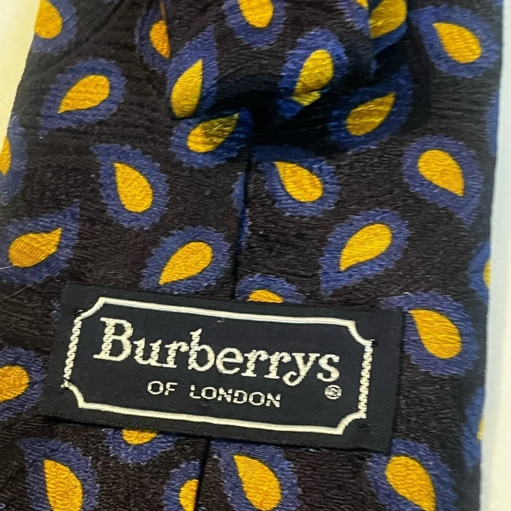 BURBERRY Blue Teardrop 100% Silk Tie (Handmade in Italy)